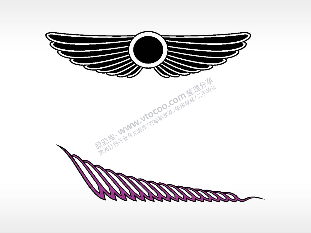 翅膀汽车贴花卡通名图精品AI8.0格式激光打标文件通用矢量图