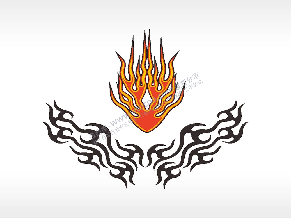 翅膀火苗汽车贴花车贴精选AI8.0格式激光打标文件通用矢量图