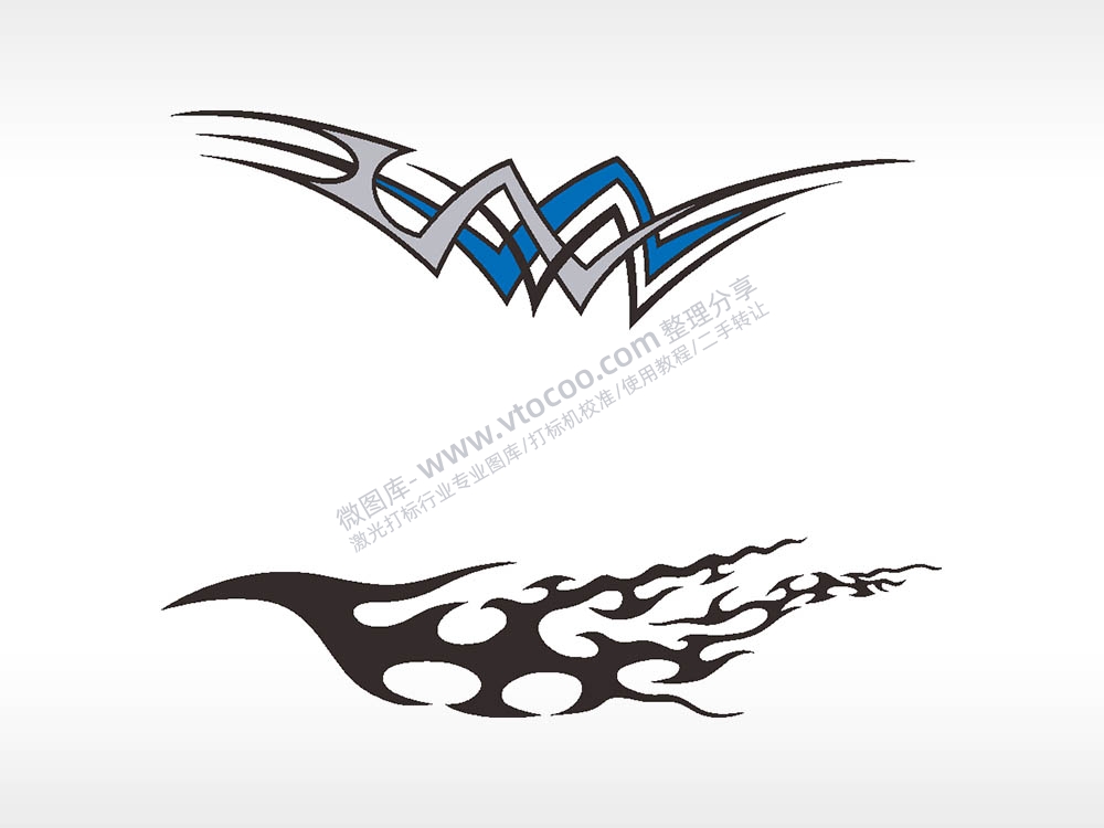 涂鸦飞鸟汽车贴花精品车贴精选AI8.0格式激光打标文件通用矢量图