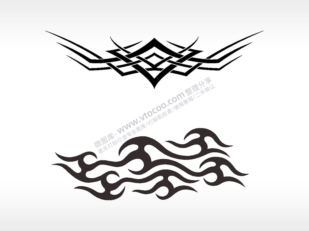 图腾水纹汽车贴花精品车贴精选AI8.0格式激光打标文件通用矢量图