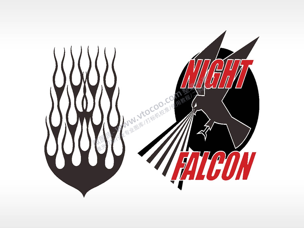 NGHT FALCON汽车贴花卡通名图AI8.0格式激光打标文件通用矢量图