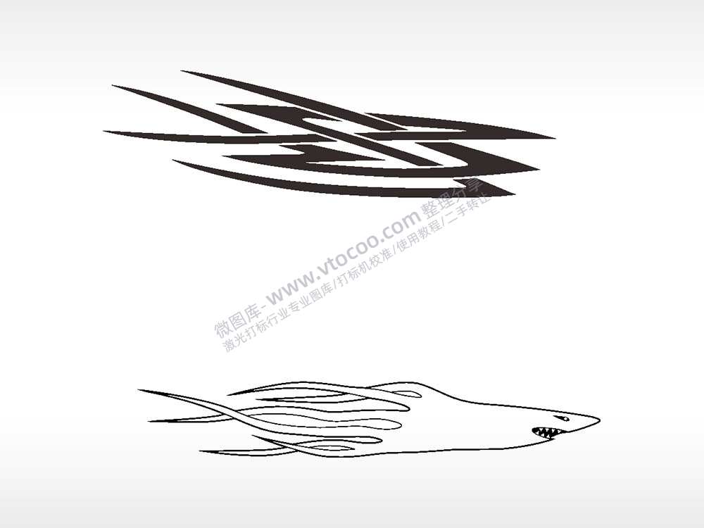 鲨汽车贴花卡通名图AI8.0格式激光打标文件通用矢量图