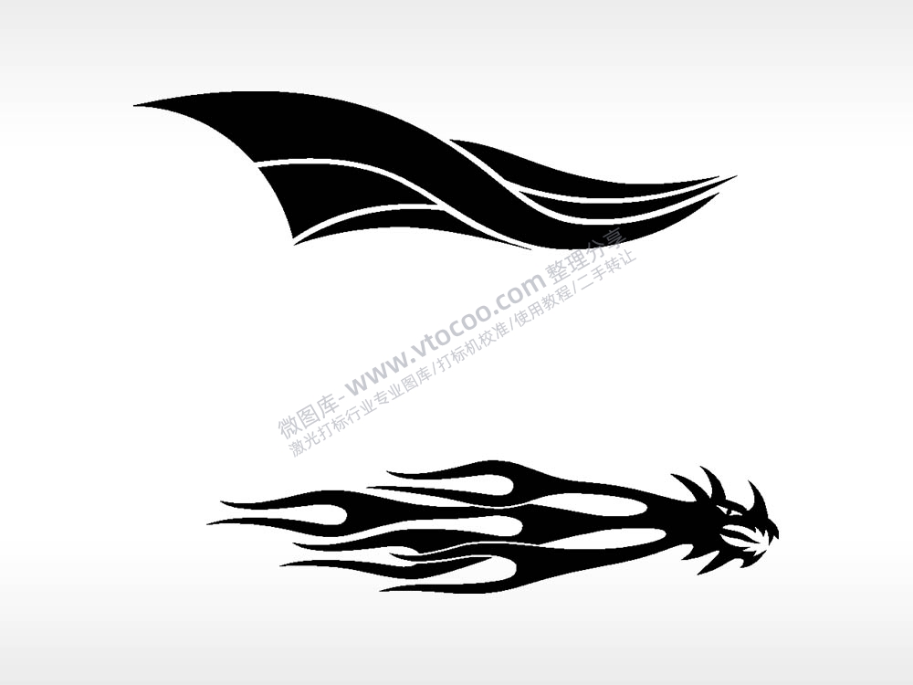 火龙汽车贴花精品车贴精选AI8.0格式激光打标文件通用矢量图