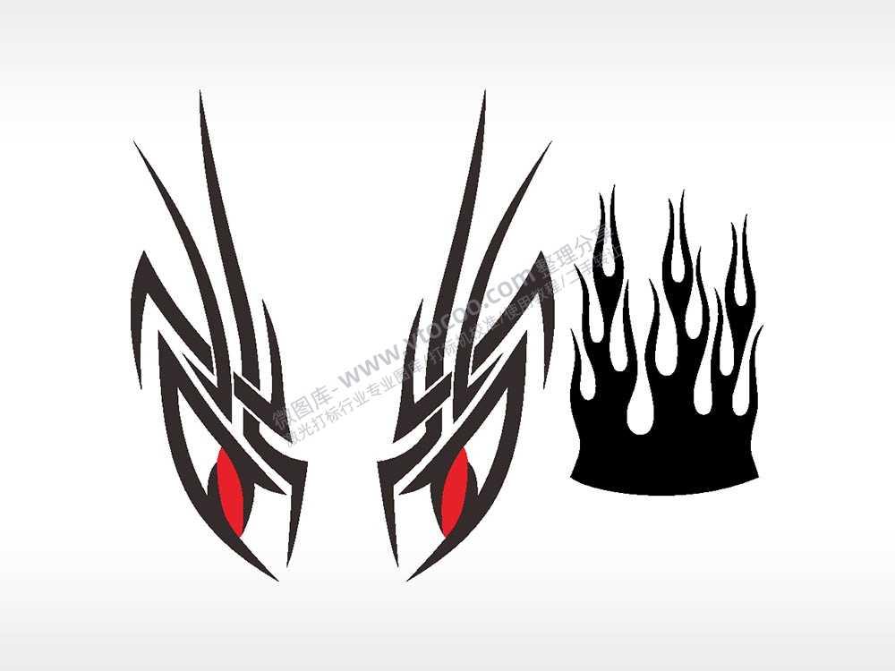 眼神冠冕汽车贴花精品车贴精选AI8.0格式激光打标文件通用矢量图