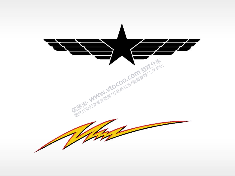 星翅膀卡通名图精品车贴精选AI8.0格式激光打标文件通用矢量图