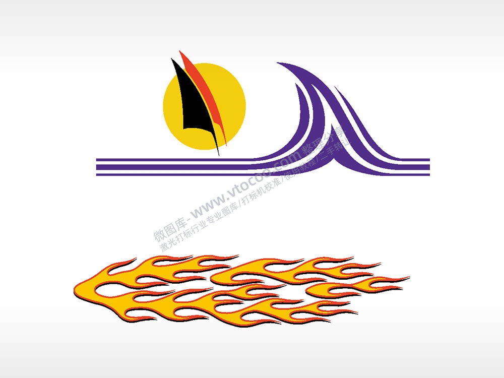 太阳帆船汽车贴花精品车贴精选AI8.0格式激光打标文件通用矢量图