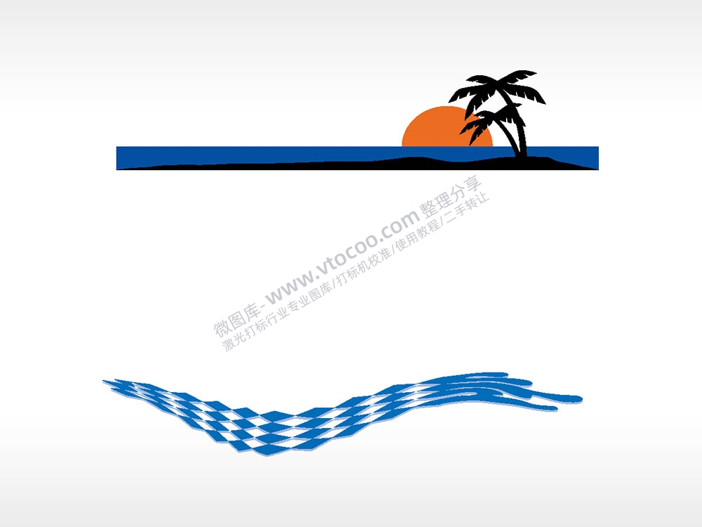 海滩汽车贴花精品车贴精选AI8.0格式激光打标文件通用矢量图