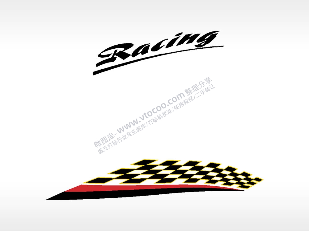 Racing旗帜汽车贴花精品车贴精选AI8.0格式激光打标文件通用矢量图