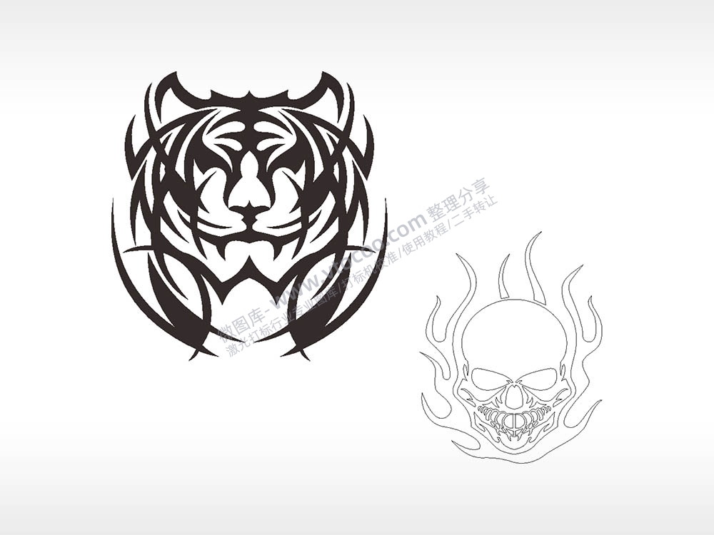 老虎骷髅火汽车贴花卡通名图精品车贴精选