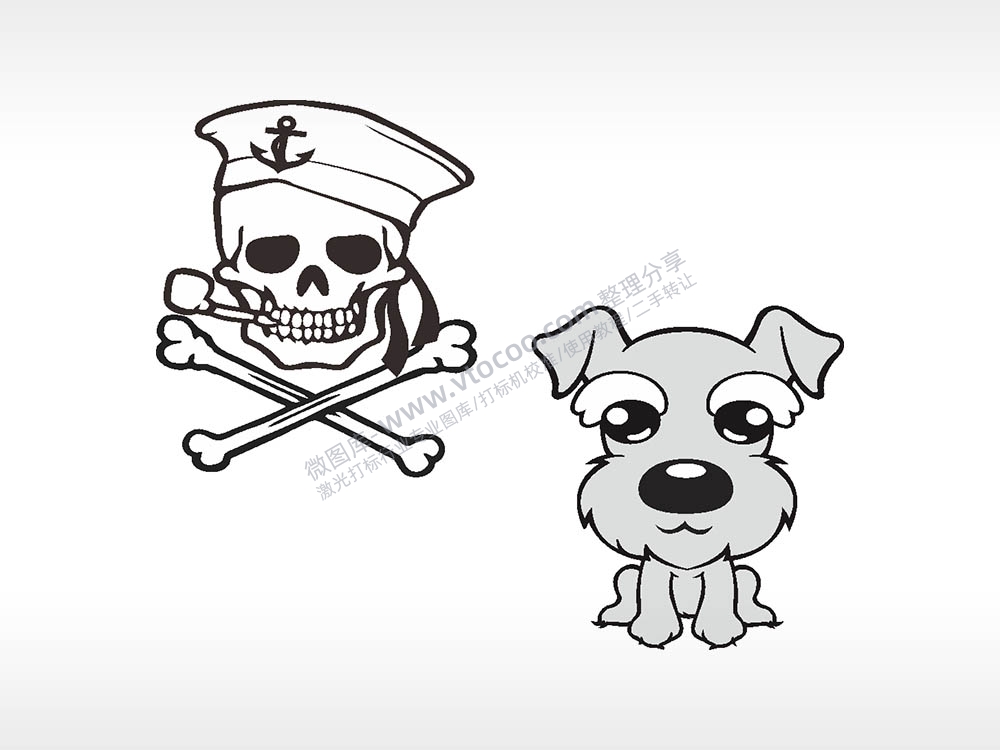 骷髅水手雪纳瑞宠物动物汽车贴花卡通名图精品车贴精选