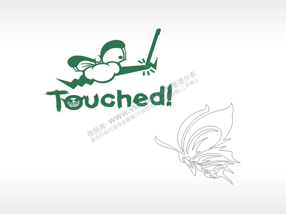 蝴蝶Touched汽车贴花精品车贴精选AI8.0格式激光打标文件通用矢量图