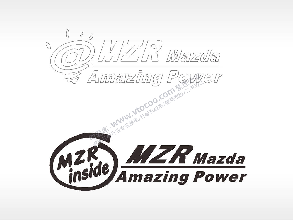 MZR英文字母汽车贴花精品车贴精选AI8.0格式激光打标文件通用矢量图