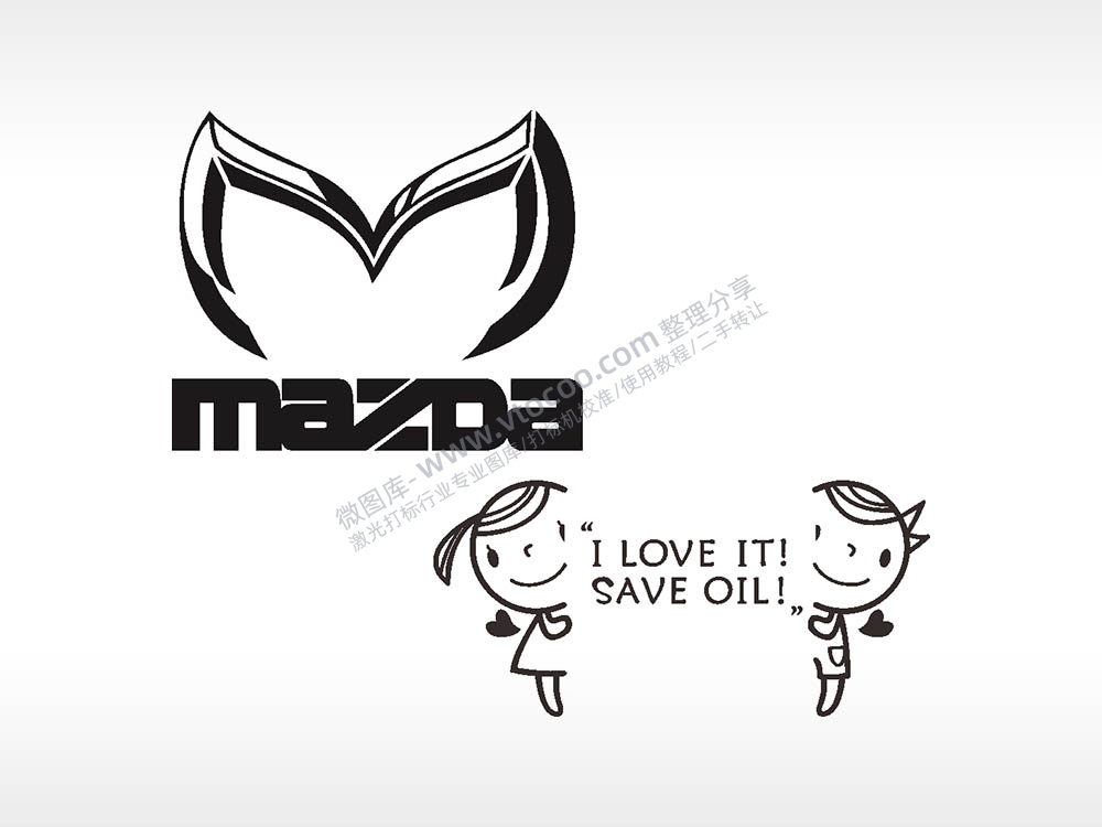 MAZDA女孩汽车贴花精品车贴精选AI8.0格式激光打标文件通用矢量图
