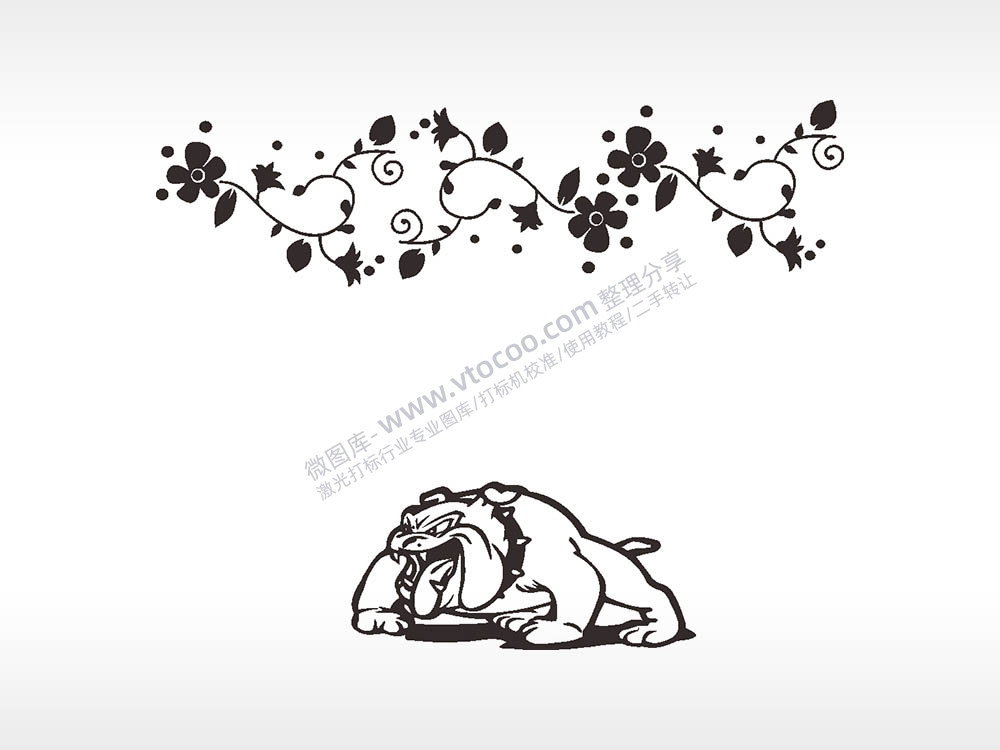 斗牛犬花汽车贴花精品车贴精选AI8.0格式激光打标文件通用矢量图