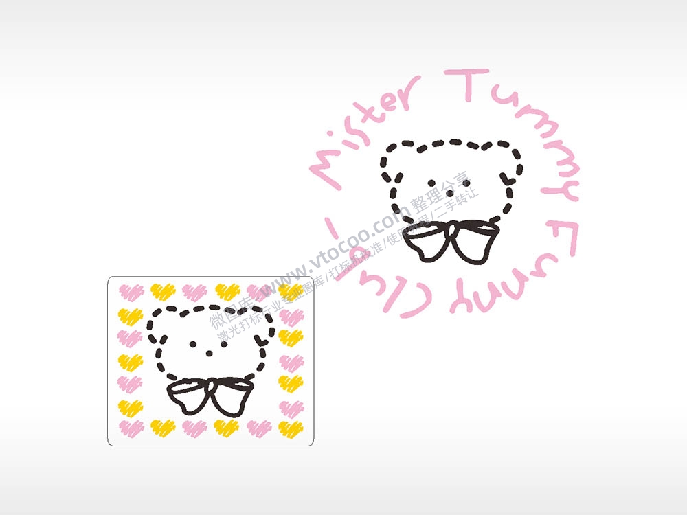 小熊卡通名图精品车贴精选AI8.0格式激光打标文件通用矢量图