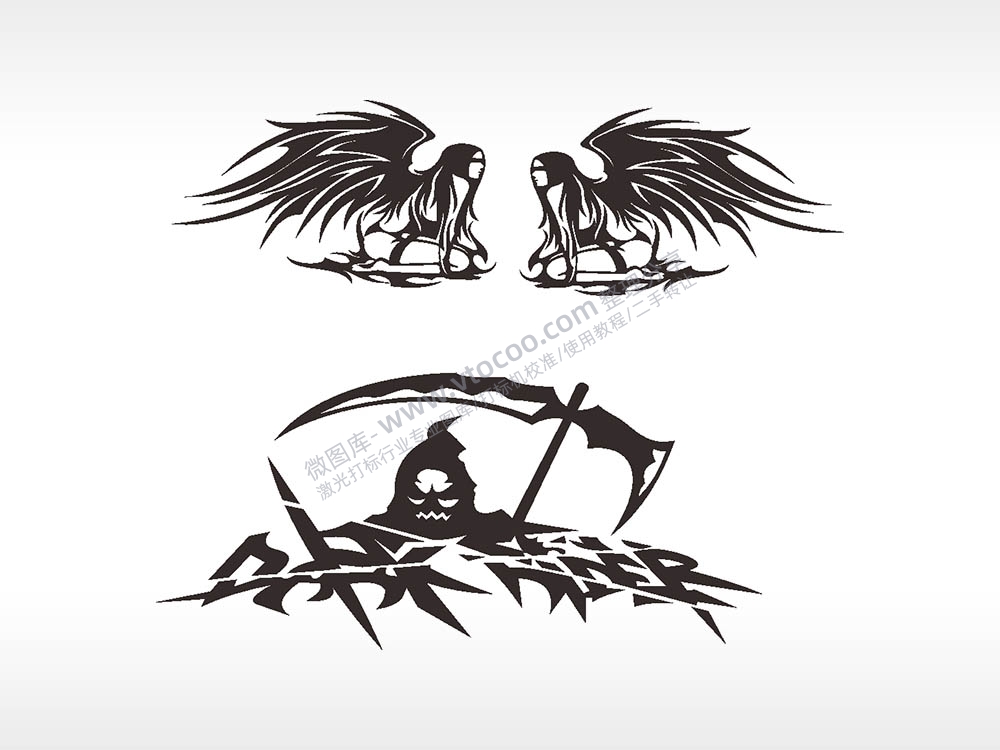 翅膀恶魔死神镰刀汽车贴花精品车贴精选