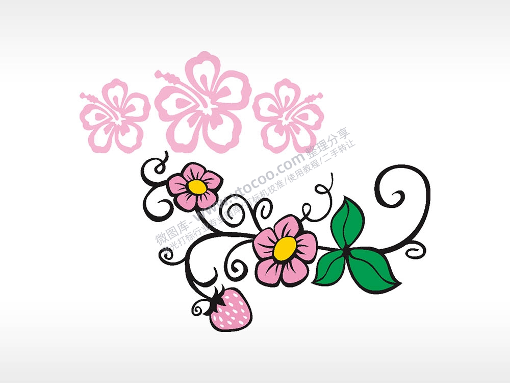 花蕾花枝汽车贴花精品车贴精选AI8.0格式激光打标文件通用矢量图