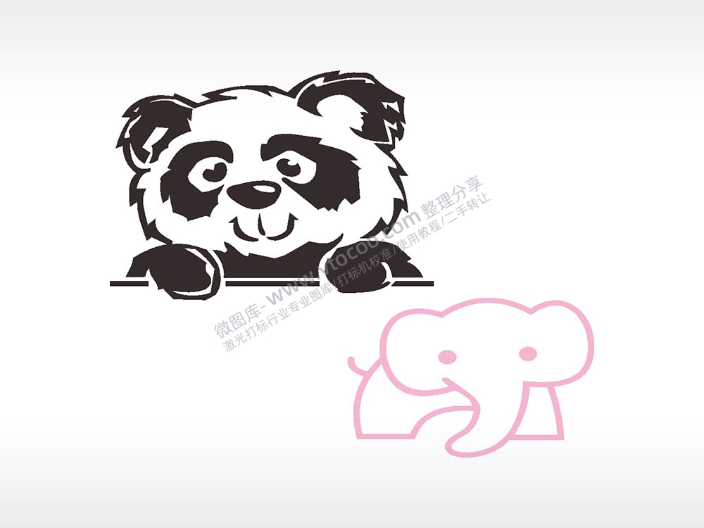 小熊大象卡通名图精品车贴精选AI8.0格式激光打标文件通用矢量图