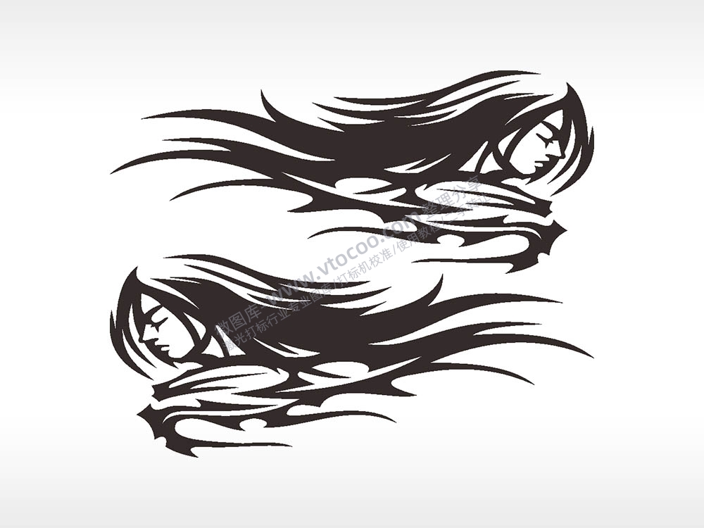 剑客英姿飒爽卡通名图精品车贴精选AI8.0格式激光打标文件通用矢量图