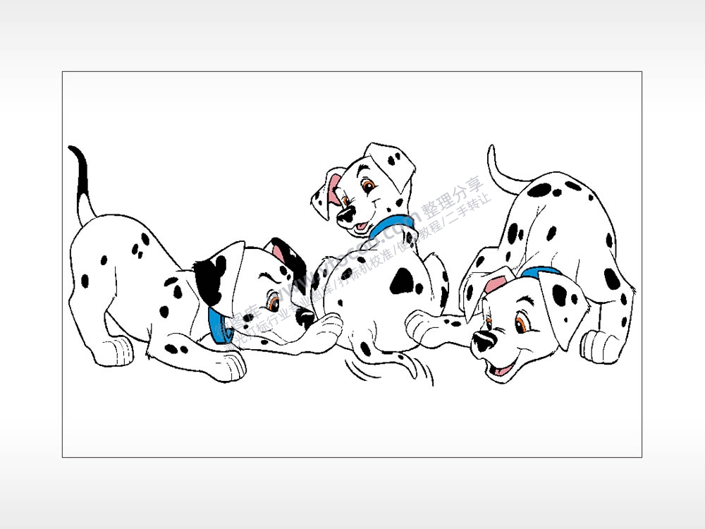 三只斑点狗玩耍汽车贴花卡通名图精品车贴精选