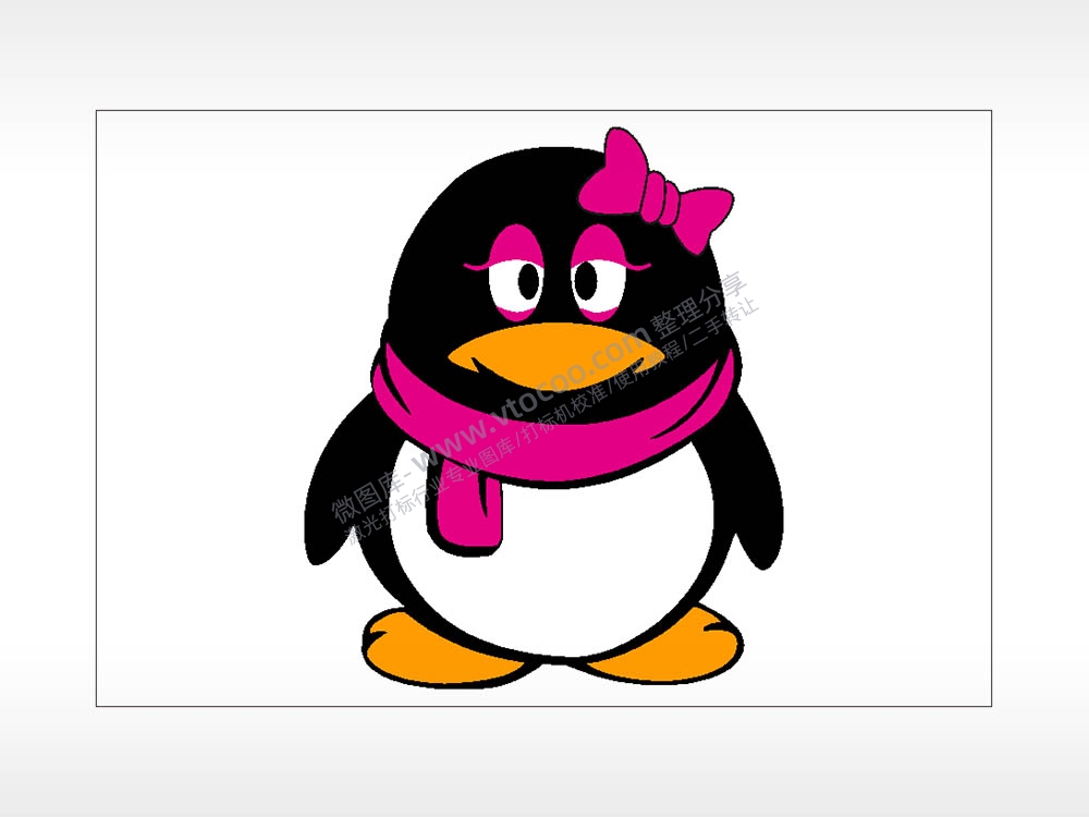 母企鹅QQ卡通名图车贴精选AI8.0格式激光打标文件通用矢量图