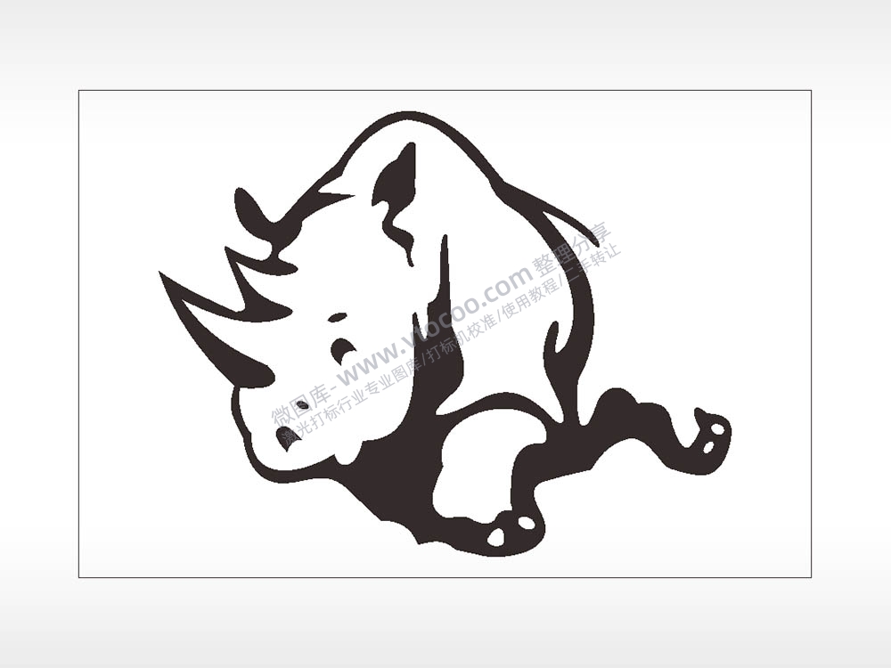 犀牛动物卡通名图精品车贴精选AI8.0格式激光打标文件通用矢量图