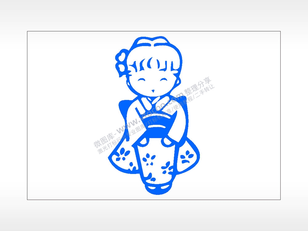 和服娃娃卡通名图精品车贴精选AI8.0格式激光打标文件通用矢量图