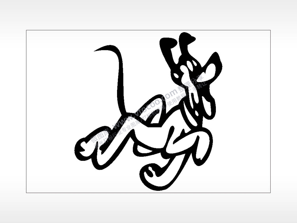 狗狗卡通名图精品车贴精选AI8.0格式激光打标文件通用矢量图