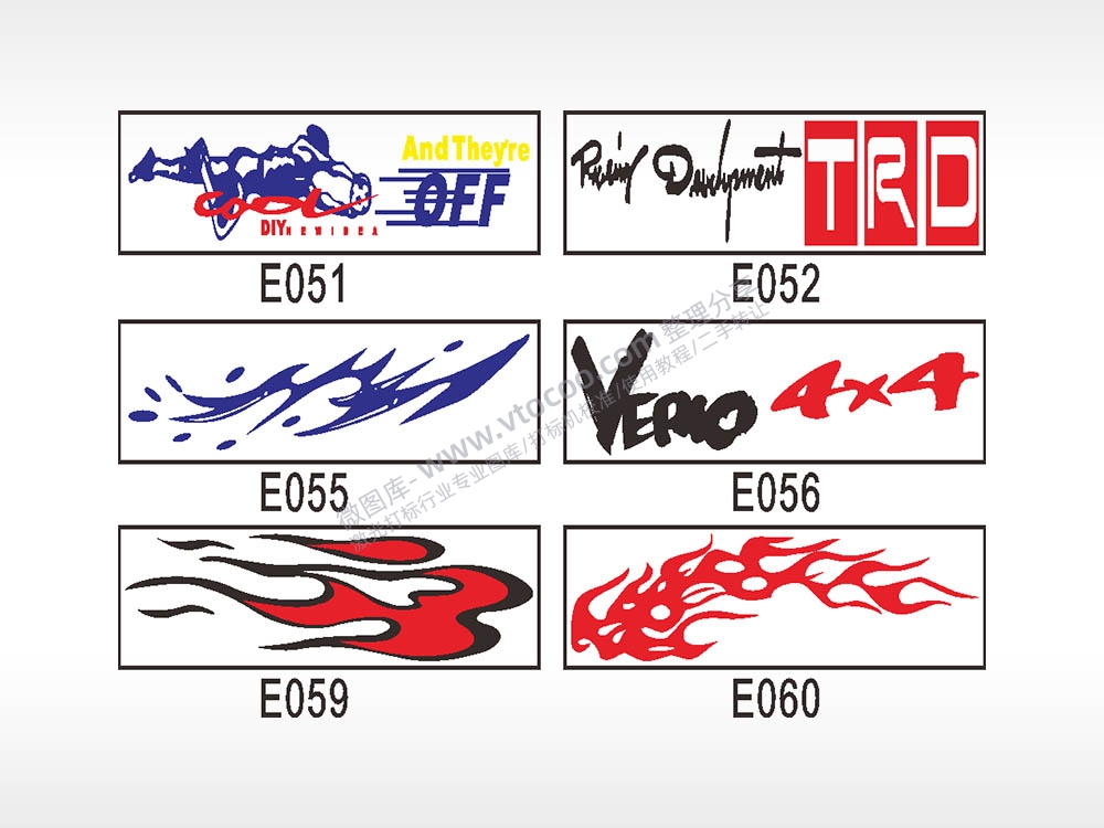 汽车贴花卡通名图精品车贴纸精选AI8.0格式激光打标文件通用矢量图
