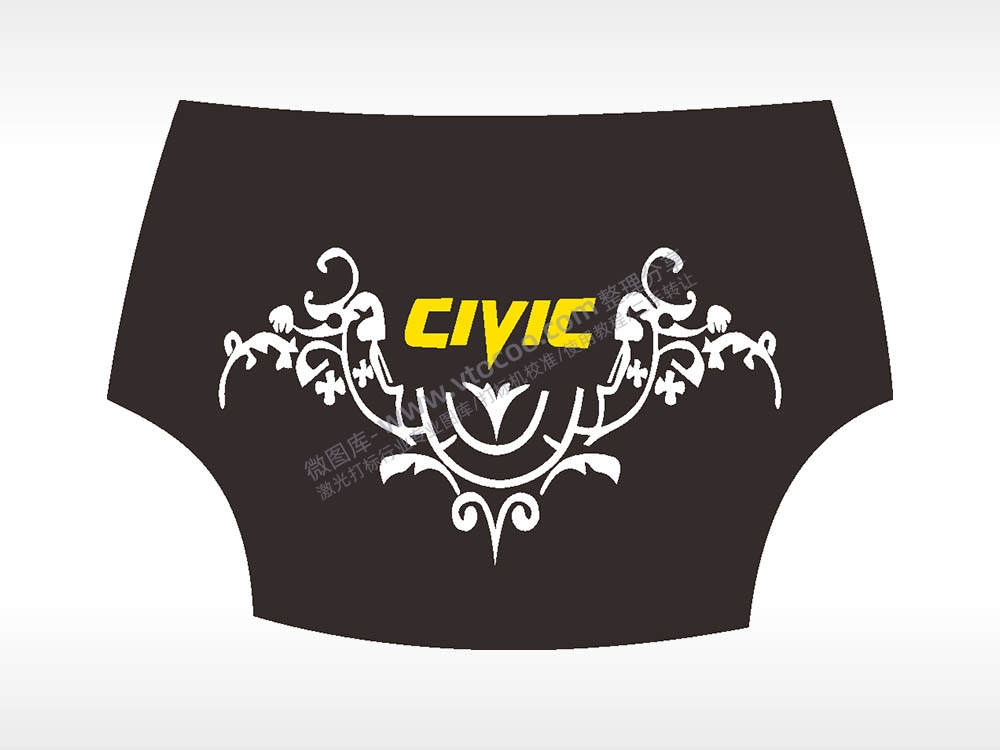 方向盘贴花卡通名图精品车贴精选AI8.0格式激光打标文件通用矢量图