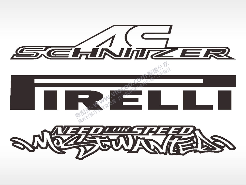 汽车贴花卡通名图精品车贴精选AI8.0格式激光打标文件通用矢量图