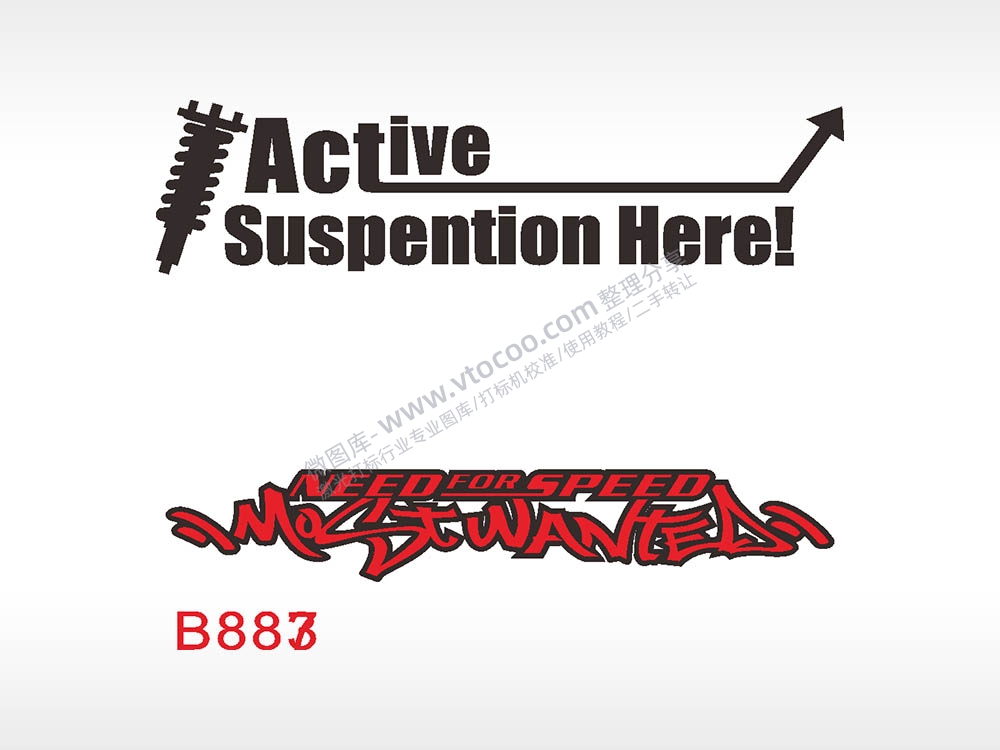 汽车贴花卡通名图精品车贴精选AI8.0格式激光打标文件通用矢量图