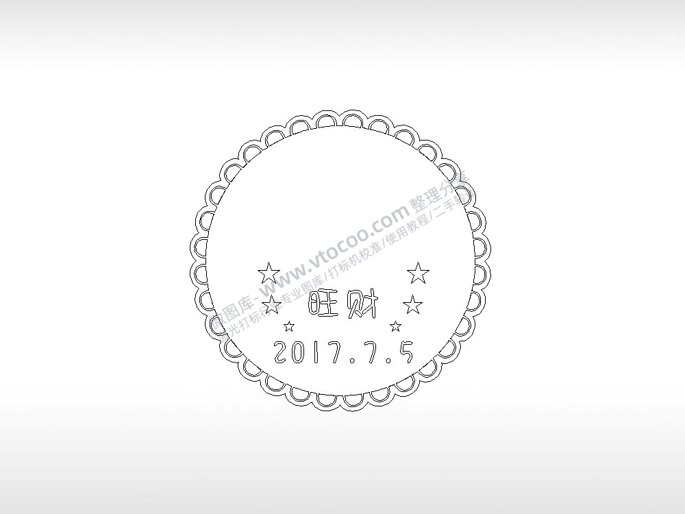 圆形版2旺财宠物狗牌PLT格式激光打标文件通用矢量图