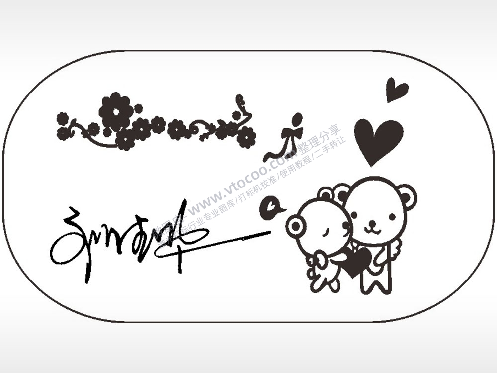 爱心花朵气球车牌钥匙链AI8.0格式激光打标文件通用矢量图