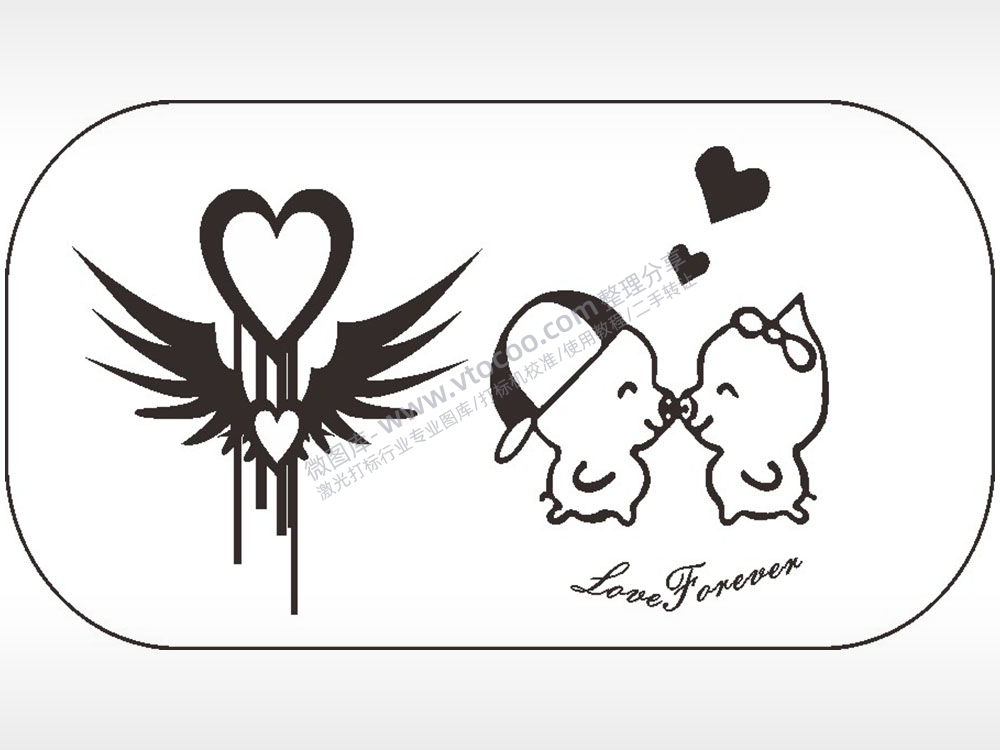 爱心猪猪永恒车牌钥匙链AI8.0格式激光打标文件通用矢量图