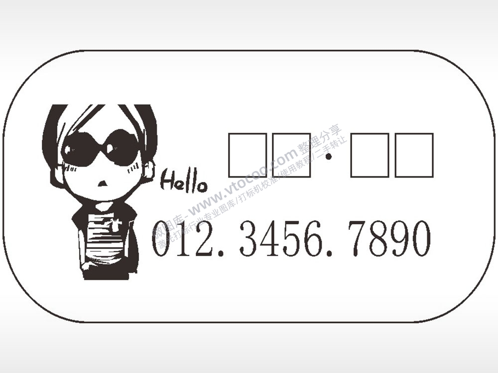 Hello填字车牌钥匙链AI8.0格式激光打标文件通用矢量图