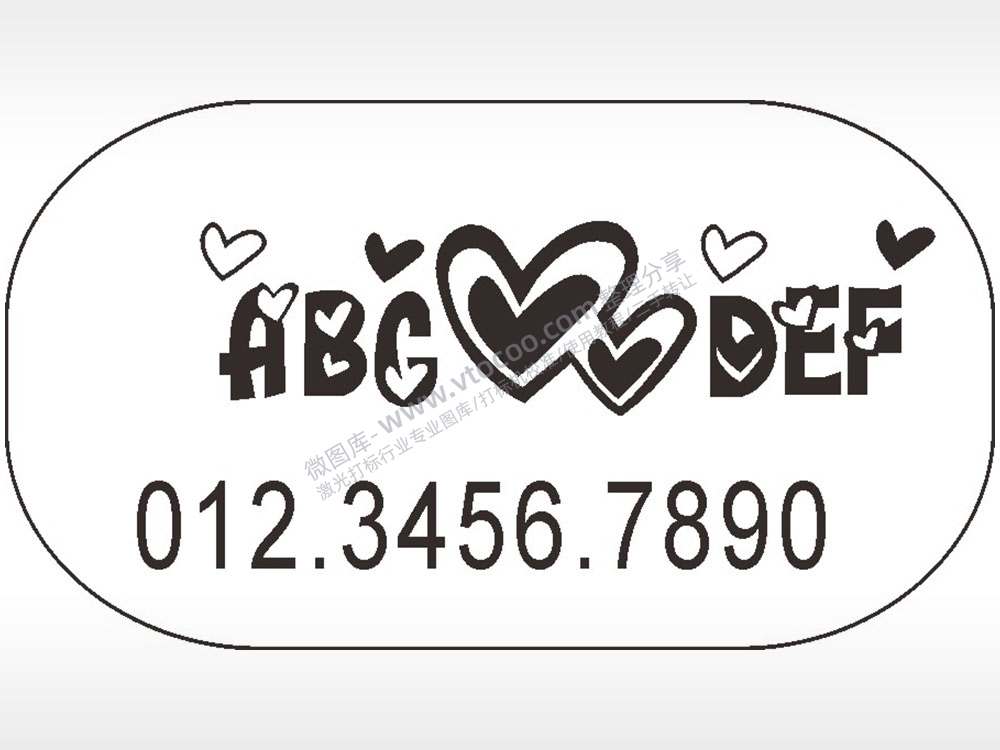 爱心ABCDEFA车牌钥匙链I8.0格式激光打标文件通用矢量图