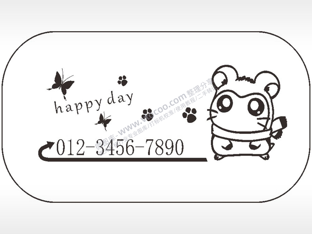 happy day快乐一天卡通鼠车牌钥匙链AI8.0格式激光打标文件通用矢量图