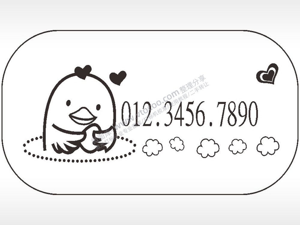 小鸡卡通爱心花朵车牌钥匙链AI8.0格式激光打标文件通用矢量图