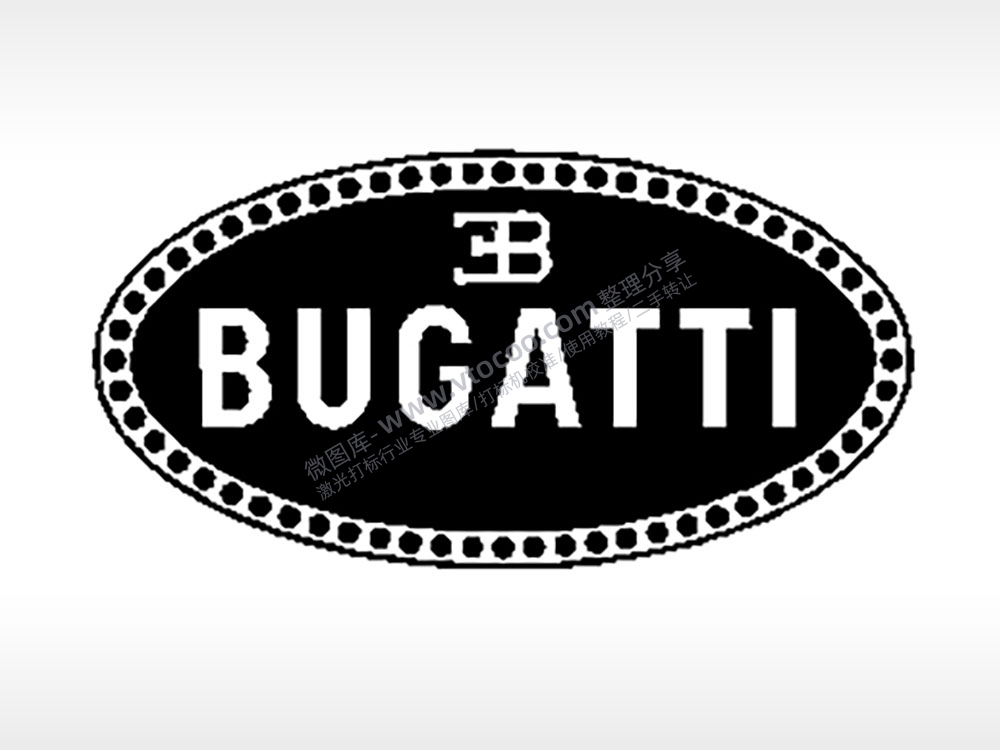 布加迪汽车车标雕刻挂坠项链PLT格式激光打标文件通用矢量图