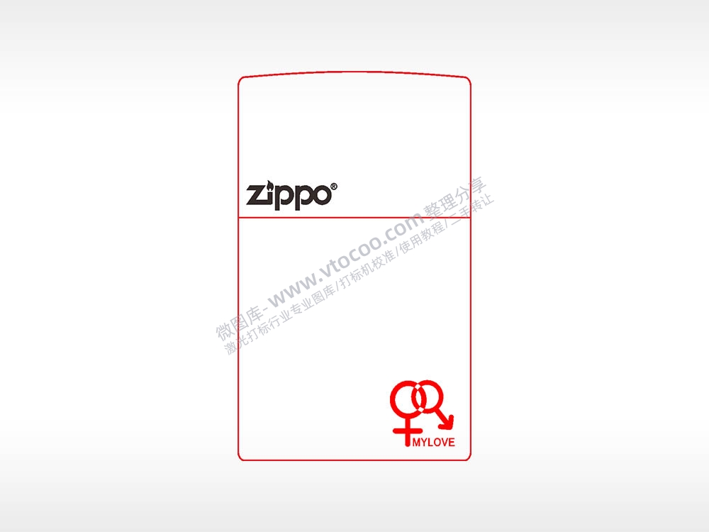 zippo红色打火机图案AI8.0格式激光打标文件通用矢量图