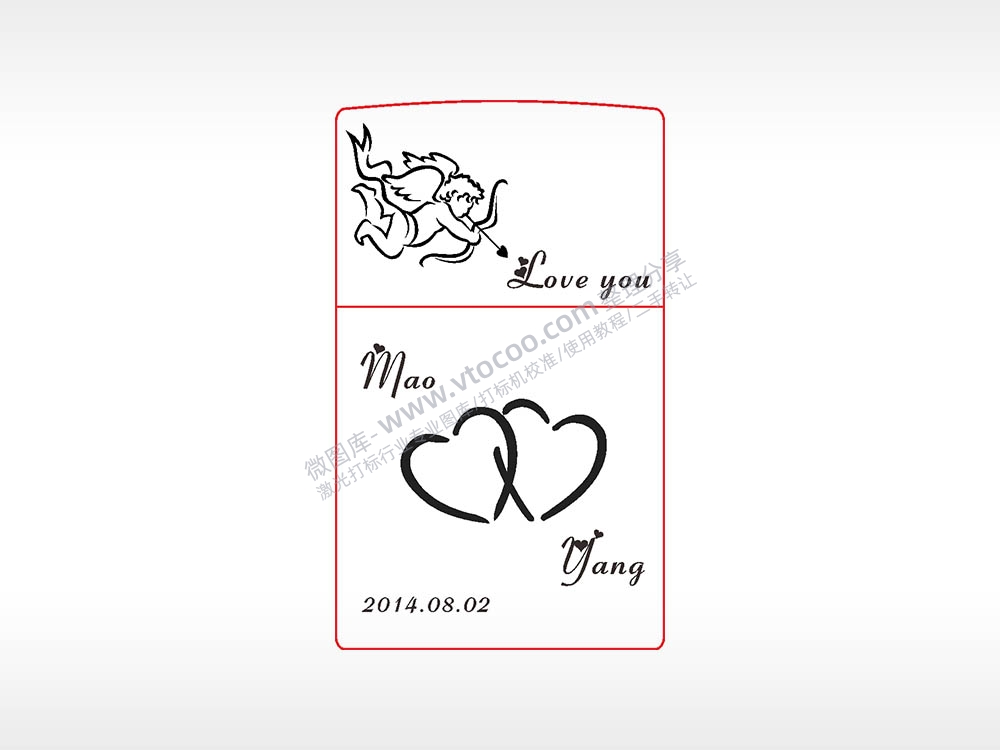 丘比特打火机图案AI8.0格式激光打标文件通用矢量图