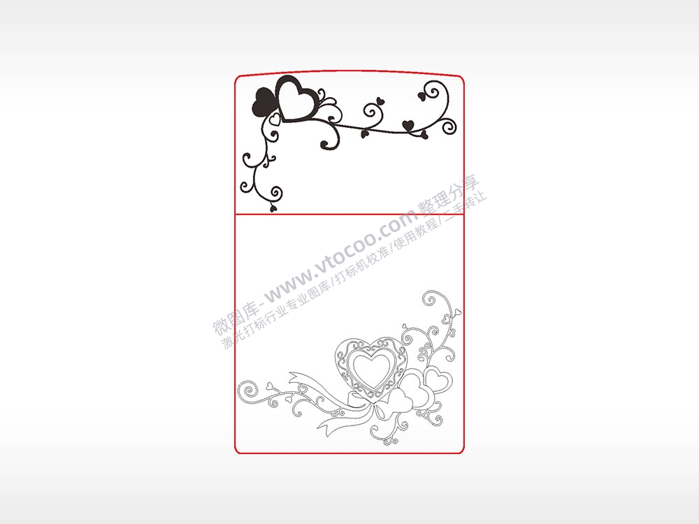 爱心藤曼打火机图案AI8.0格式激光打标文件通用矢量图