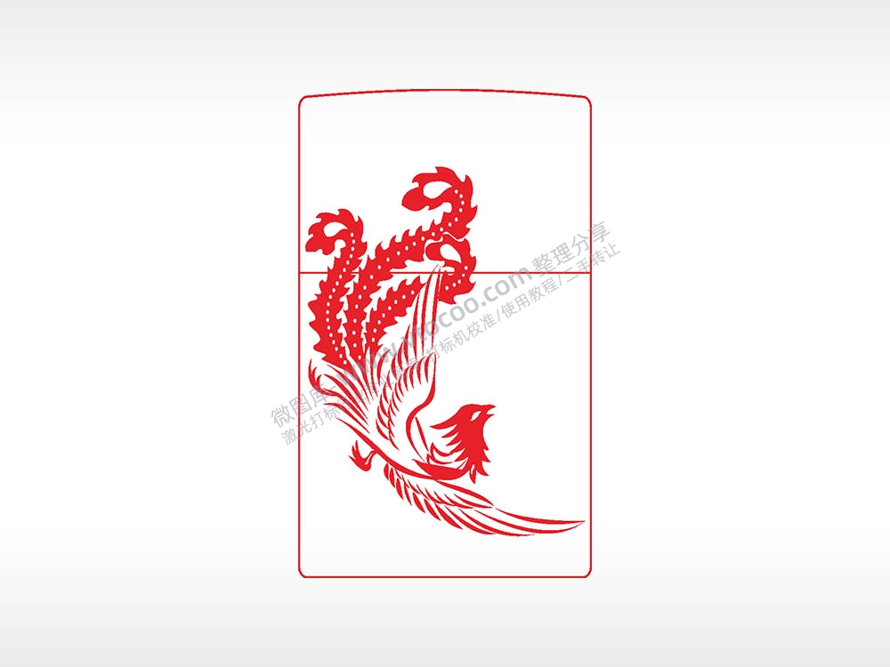 凤凰打火机图案AI8.0格式激光打标文件通用矢量图