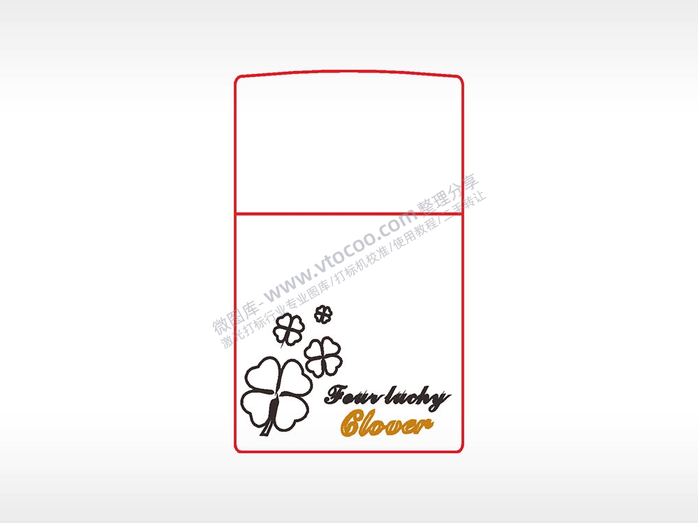 四叶草打火机图案AI8.0格式激光打标文件通用矢量图