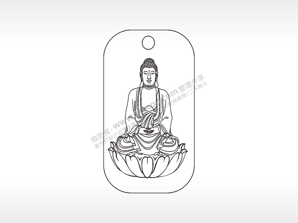 佛祖神仙雕刻挂坠项链AI8.0格式激光打标文件通用矢量图