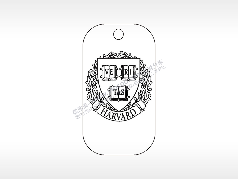 美国哈佛大学雕刻挂坠项链AI8.0格式激光打标文件通用矢量图