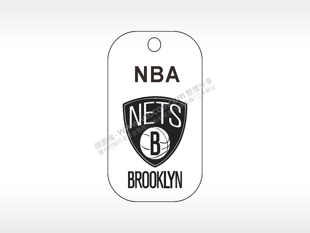 布鲁克林蓝网队NBA篮球雕刻挂坠项链AI8.0格式激光打标文件通用矢量图