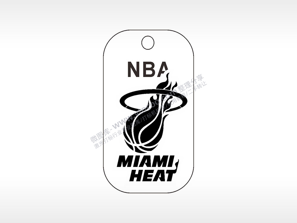迈阿密热火NBA篮球雕刻挂坠项链AI8.0格式激光打标文件通用矢量图