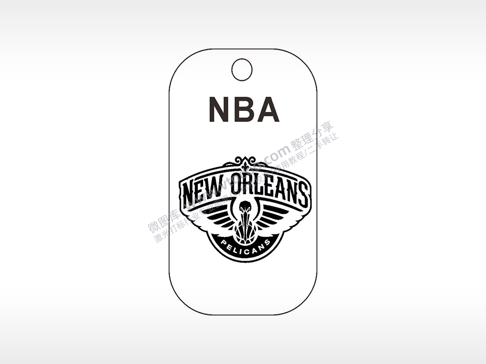 新奥尔良鹈鹕NBA篮球雕刻挂坠项链AI8.0格式激光打标文件通用矢量图